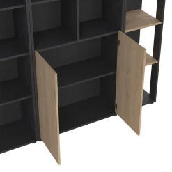 Parete salotto multifunzione 240cm rovere e grigia - Litvjak