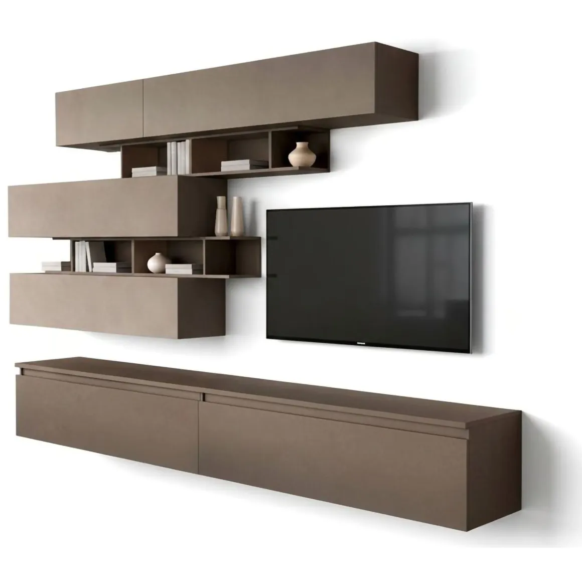 Parete salotto 8 ripiani 276cm bronzo e grigia - Hilaire