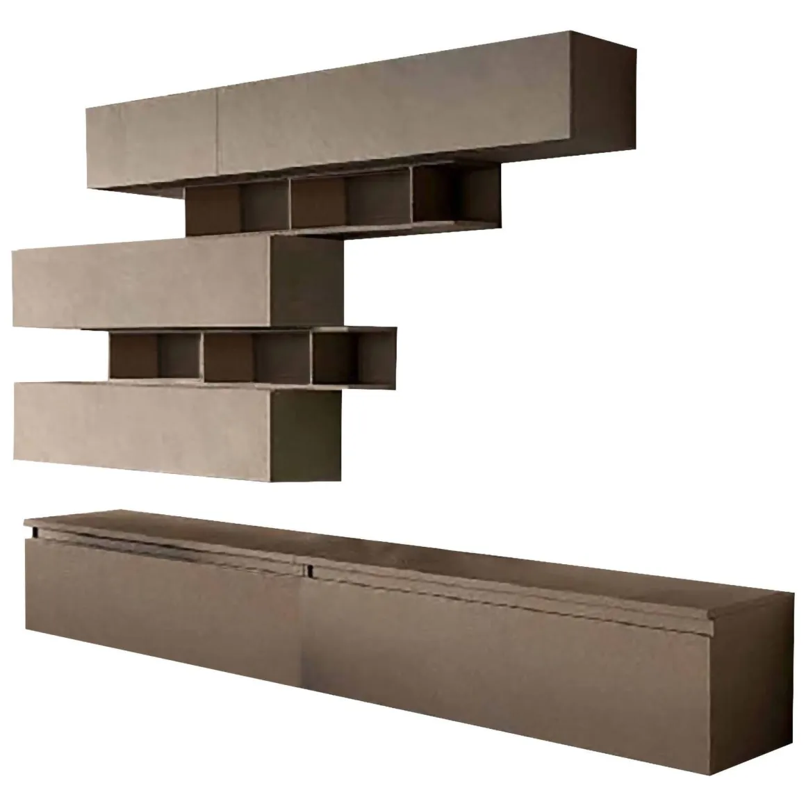 Parete salotto 8 ripiani 276cm bronzo e grigia - Hilaire