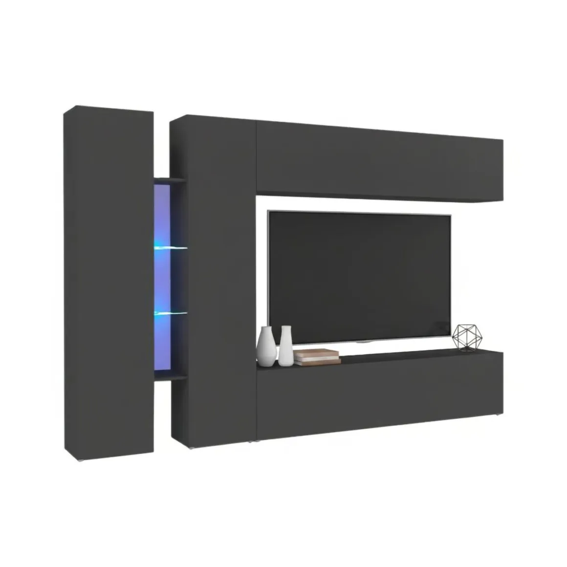 Parete salotto smart 280cm antracite - Enstatite
