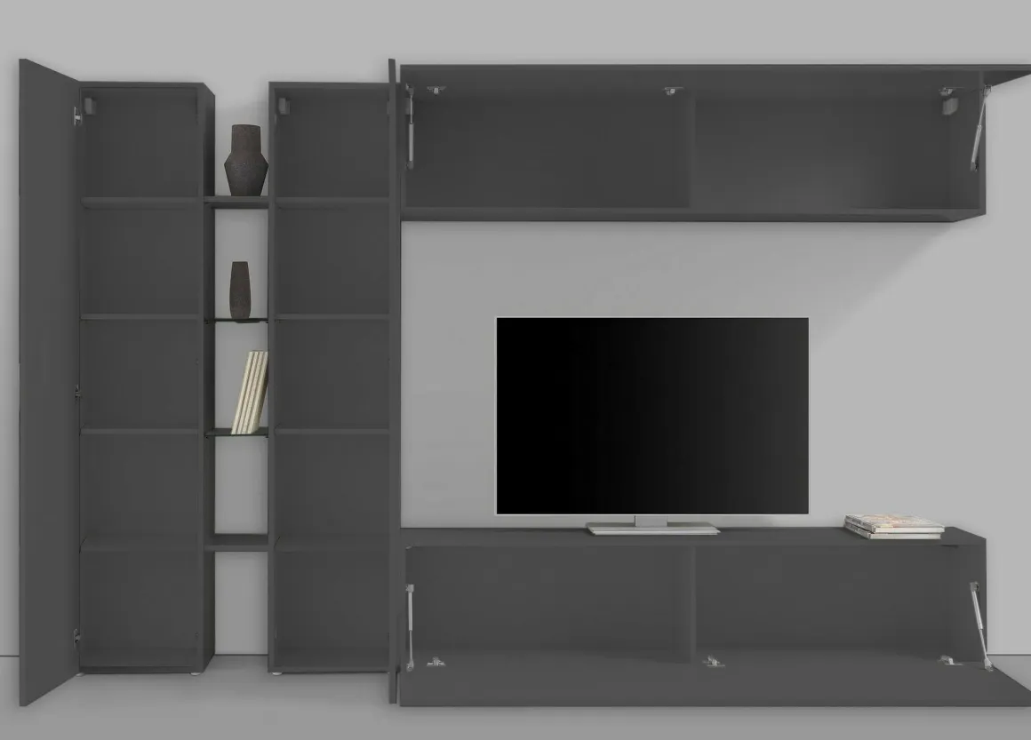 Parete salotto smart 280cm antracite - Enstatite