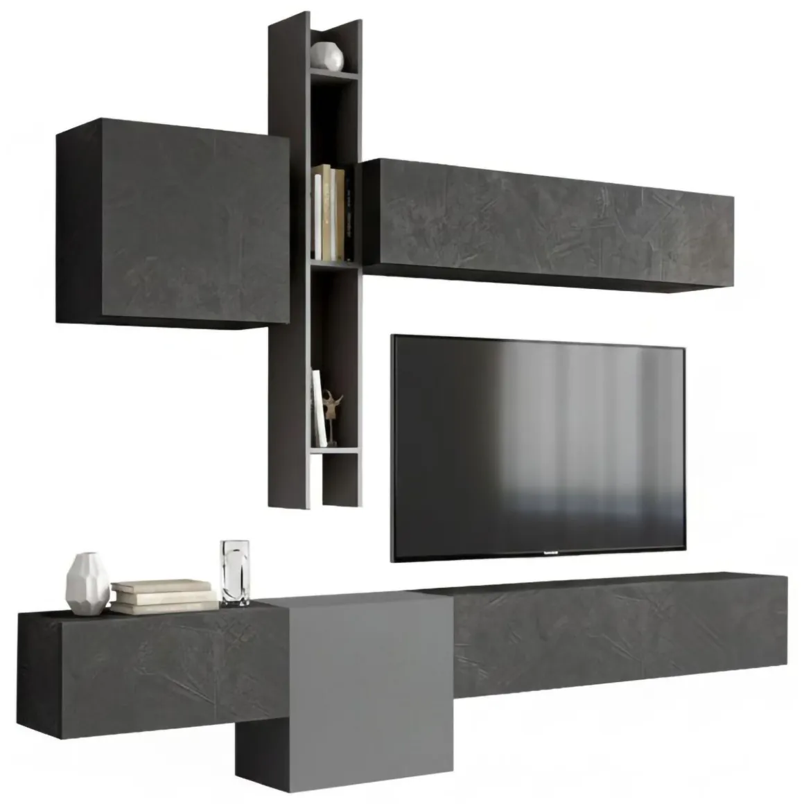 Parete salotto smart 262cm ardesia e grigia scuro - Douglas