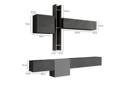 Parete salotto smart 262cm ardesia e grigia scuro - Douglas