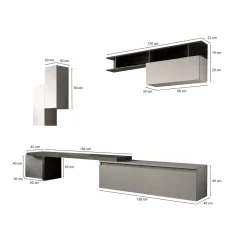Pareti Attrezzate > Dmora Parete salotto smart 290cm ardesia e grigia - Chris Grigio, Grigio Ardesia