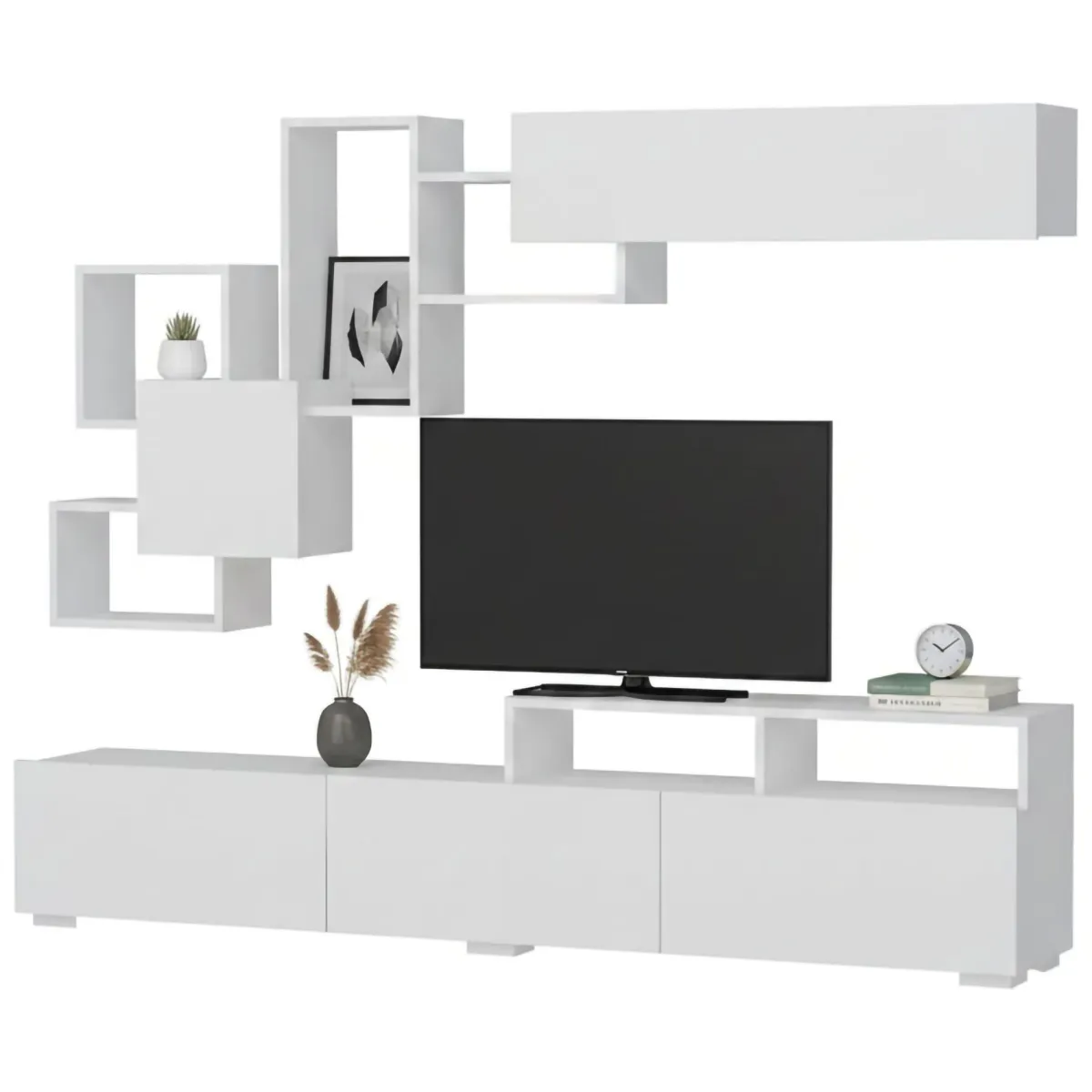 Pareti Attrezzate > Dmora Parete salotto smart 210cm bianca - HuaMulan Bianco