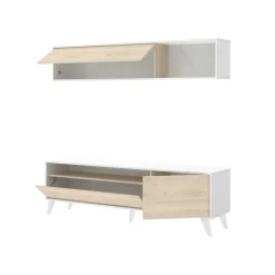 Pareti Attrezzate > Dmora Parete soggiorno classica 180cm bianca e rovere - Arusha Marrone, Bianco Rovere