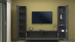 Salotto|Pareti Attrezzate > Dmora Parete soggiorno in legno 260cm antracite - Felicina Nero Antracite