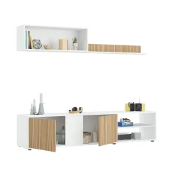 Parete soggiorno in legno 180cm bianca e rovere - Agrestino