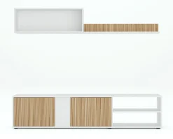 Parete soggiorno in legno 180cm bianca e rovere - Agrestino