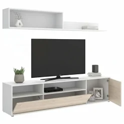 Pareti Attrezzate > Dmora Parete soggiorno multifunzione 180cm bianca e rovere - Jelawat Marrone, Bianco Rovere