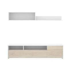 Pareti Attrezzate > Dmora Parete soggiorno multifunzione 180cm bianca e rovere - Jelawat Marrone, Bianco Rovere