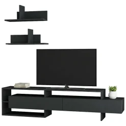 Pareti Attrezzate > Dmora Parete soggiorno 6 ripiani 180cm antracite - Huko Nero Antracite