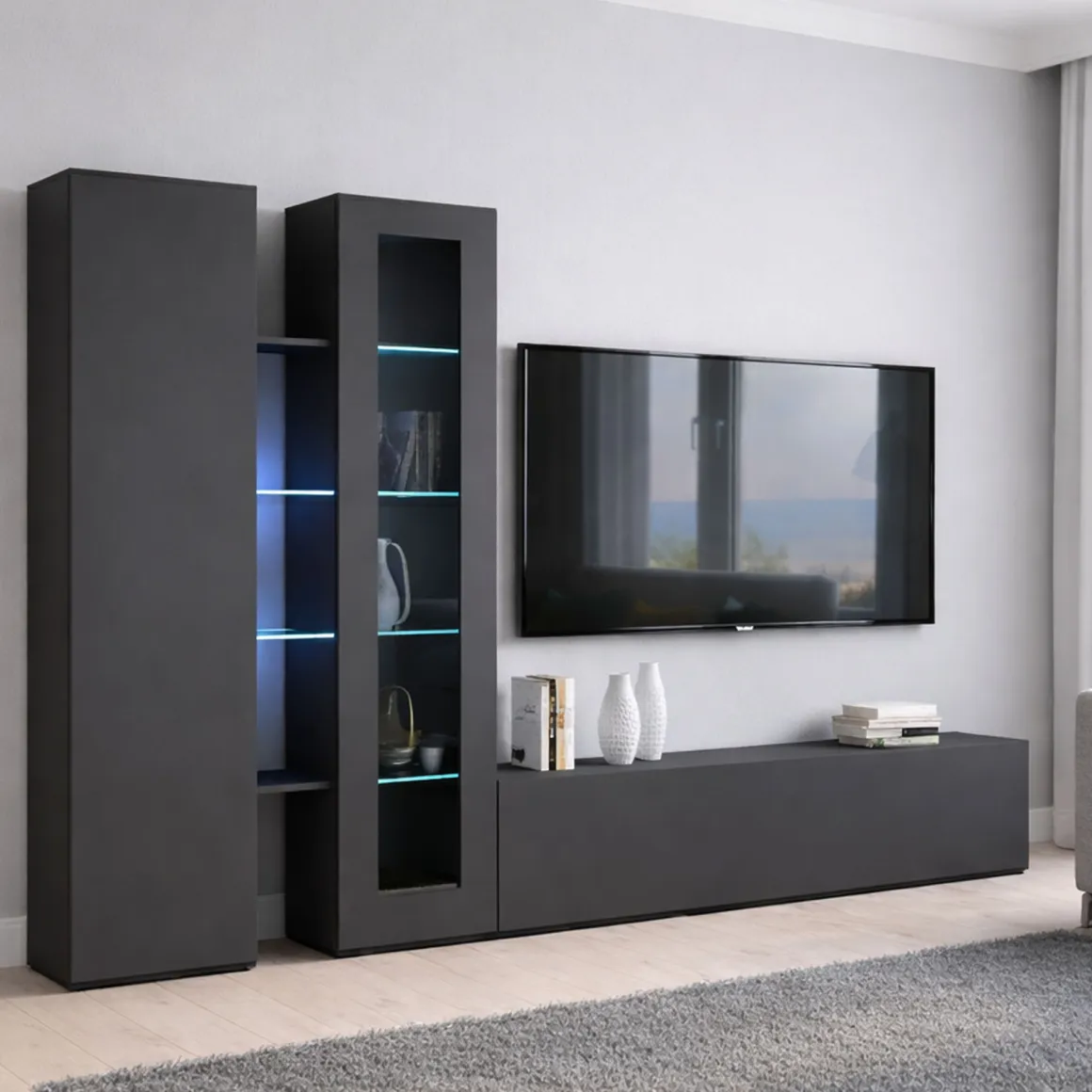 Parete soggiorno smart 280cm antracite - Arin