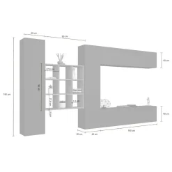 Parete soggiorno smart 350cm antracite - Agira