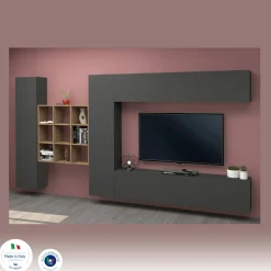 Parete soggiorno smart 350cm antracite - Agira