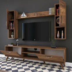 Pareti Attrezzate > Dmora Parete soggiorno smart 180cm noce - Tino Marrone Noce