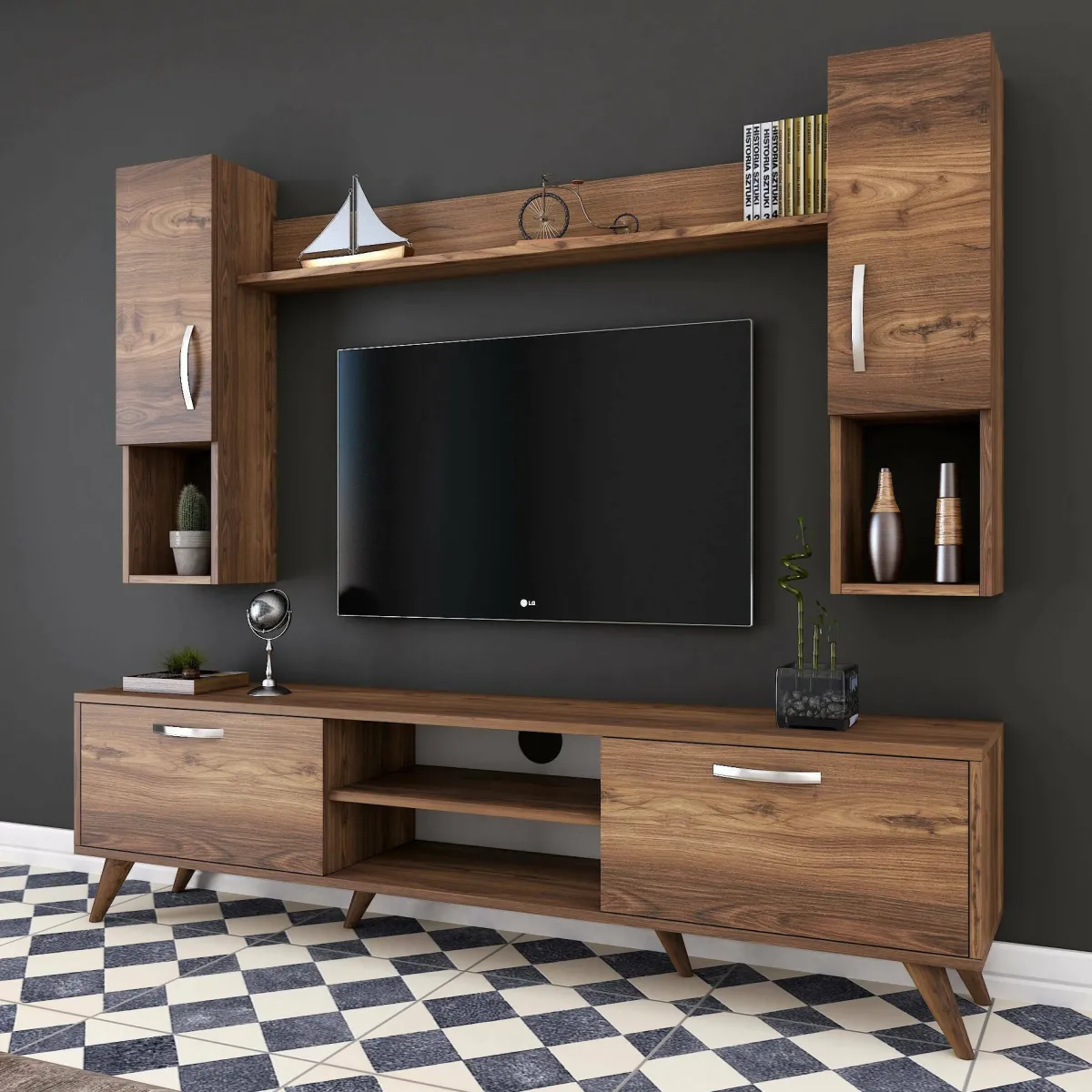Pareti Attrezzate > Dmora Parete soggiorno smart 180cm noce - Tino Marrone Noce