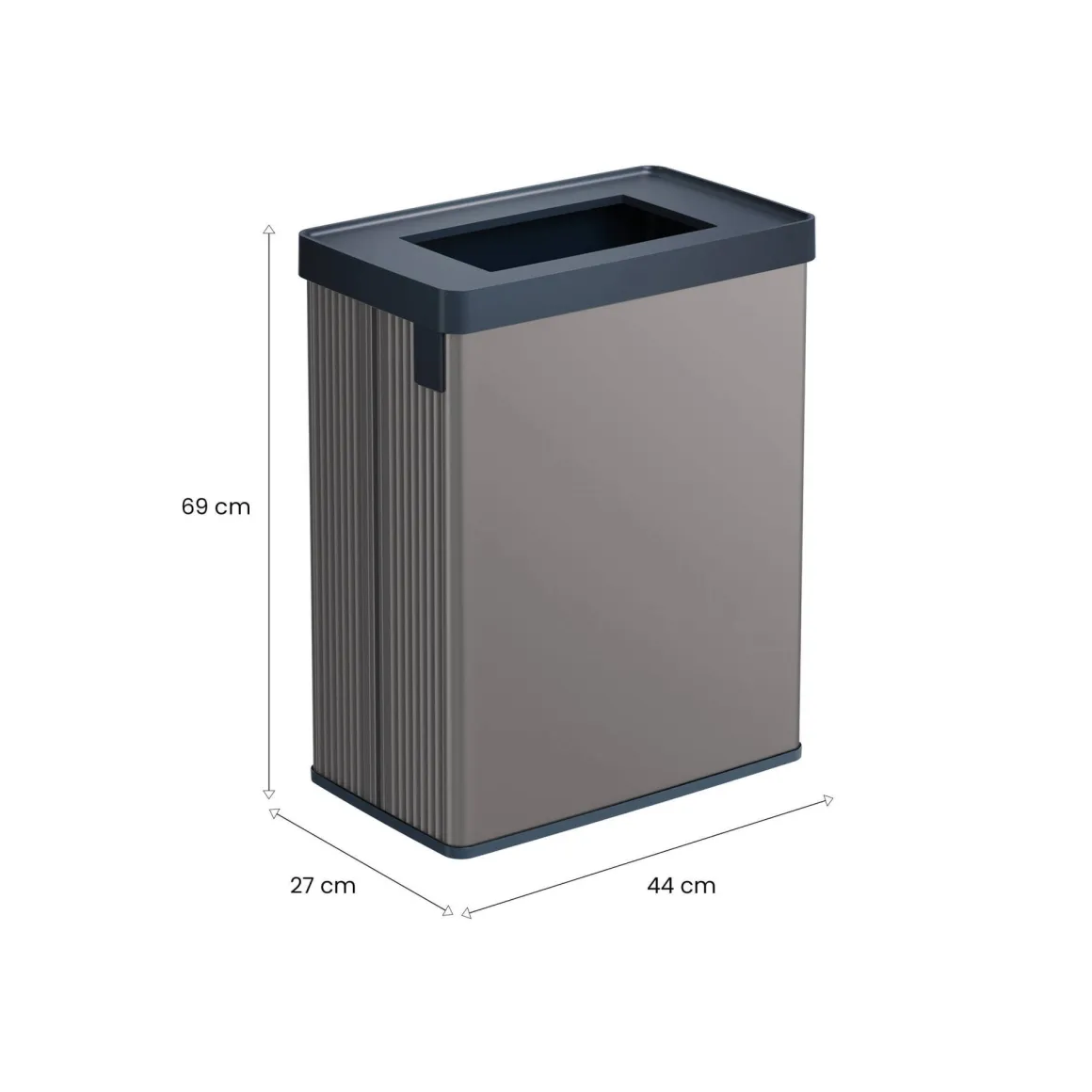 Pattumiera aperta 54 L 44x27x69h cm grigio scuro - Longueuil
