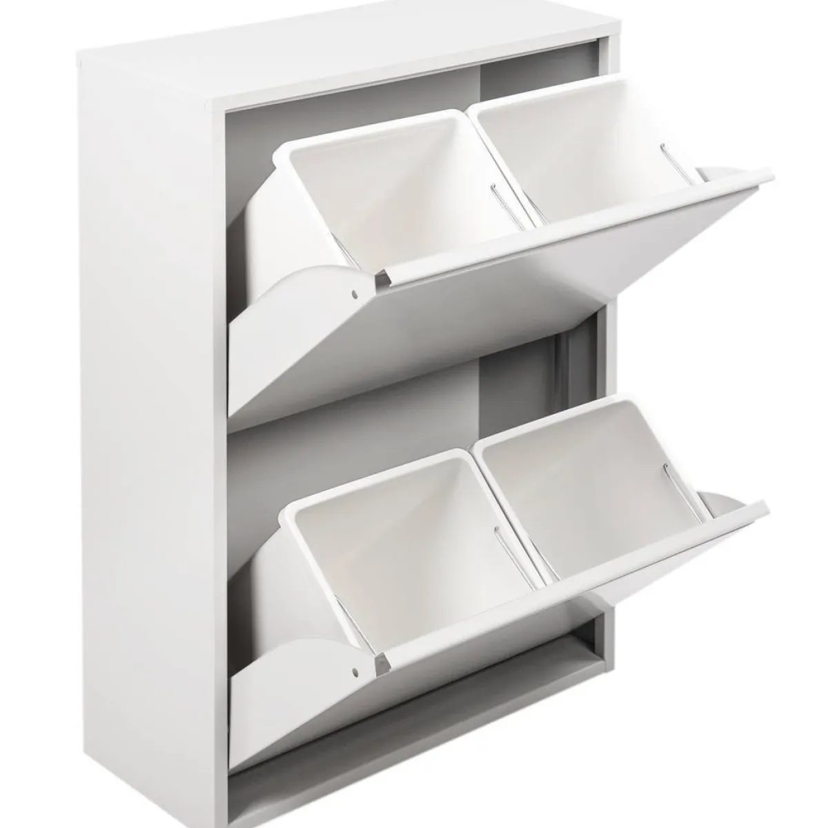 Pattumiere > Dmora Pattumiera Capacità 72 (18 per Secchio) Fissaggio a Muro Opzionale 60x25x93h cm, 4 Cestini - Anukhatun Bianco