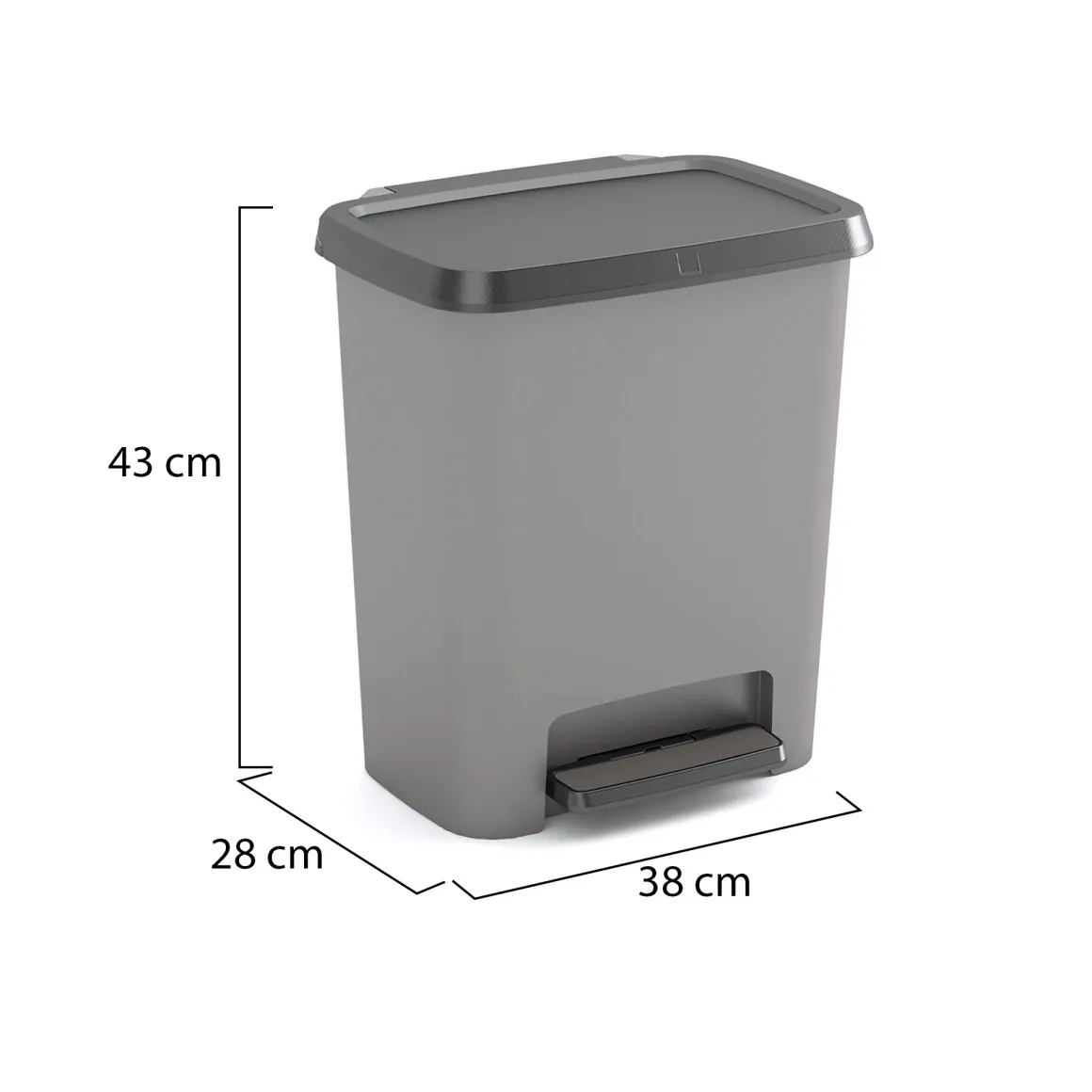 Pattumiera Carleton, 38x28 h43 cm, Grigio scuro
