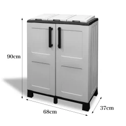 Cucina|Pattumiere > Dmora Pattumiera Grigio Chiaro Nero Capacità 210 (70 per Sacco) 3 Cestini 68x37x90h cm, Colore Struttura Nero Made in Italy - Anthea Nero, Grigio Chiaro