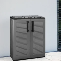 Cucina|Pattumiere > Dmora Pattumiera Grigio Nero Capacità 220 (110 per Sacco) 2 Cestini 68x37x84h cm, Colore Struttura Nero Made in Italy - Alfred Nero, Grigio