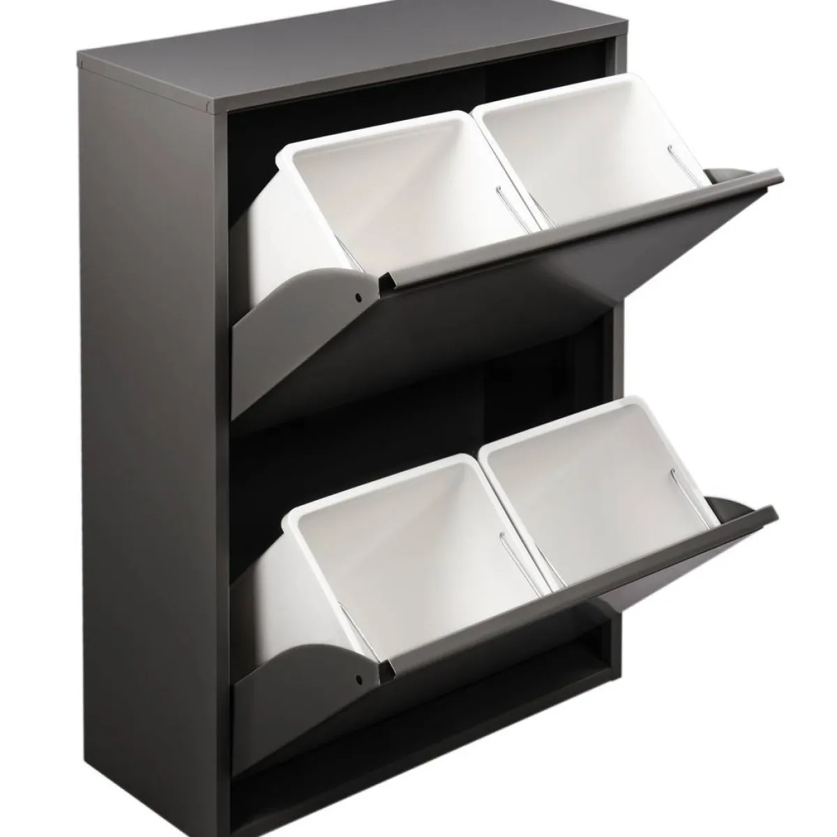 Pattumiere > Dmora Pattumiera Capacità 72 (18 per Secchio) Fissaggio a Muro Opzionale 60x25x93h cm, 4 Cestini - Anukhatun Nero