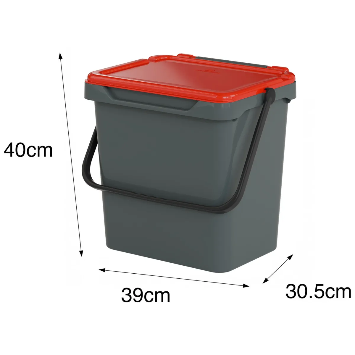 Cucina|Pattumiere > Dmora Pattumiera Capacità 37 lt un Cestino 40x31x39h cm, Made in Italy - Foscas Rosso