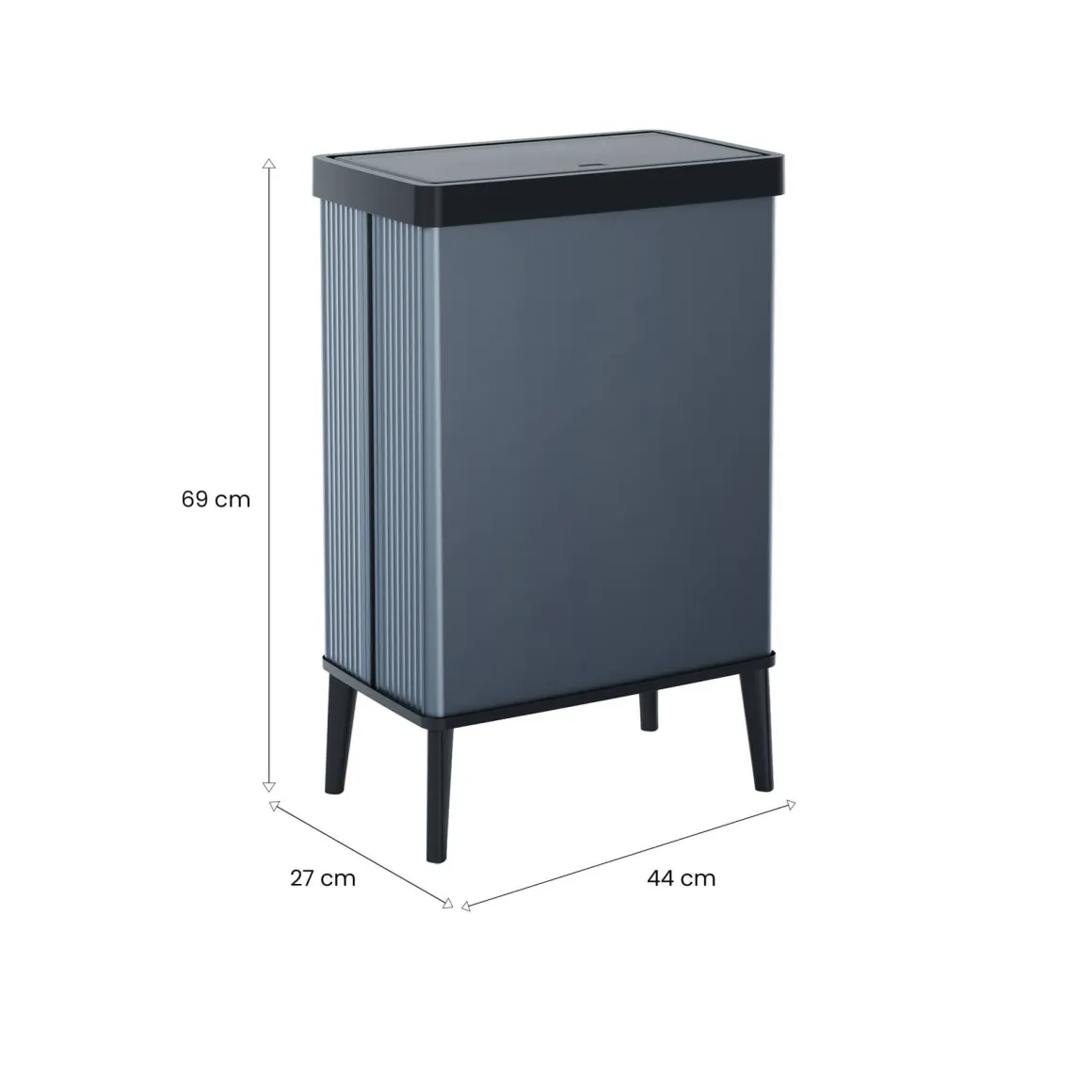 Pattumiera scandi 54 L 44x27x69h cm blu - Tofino