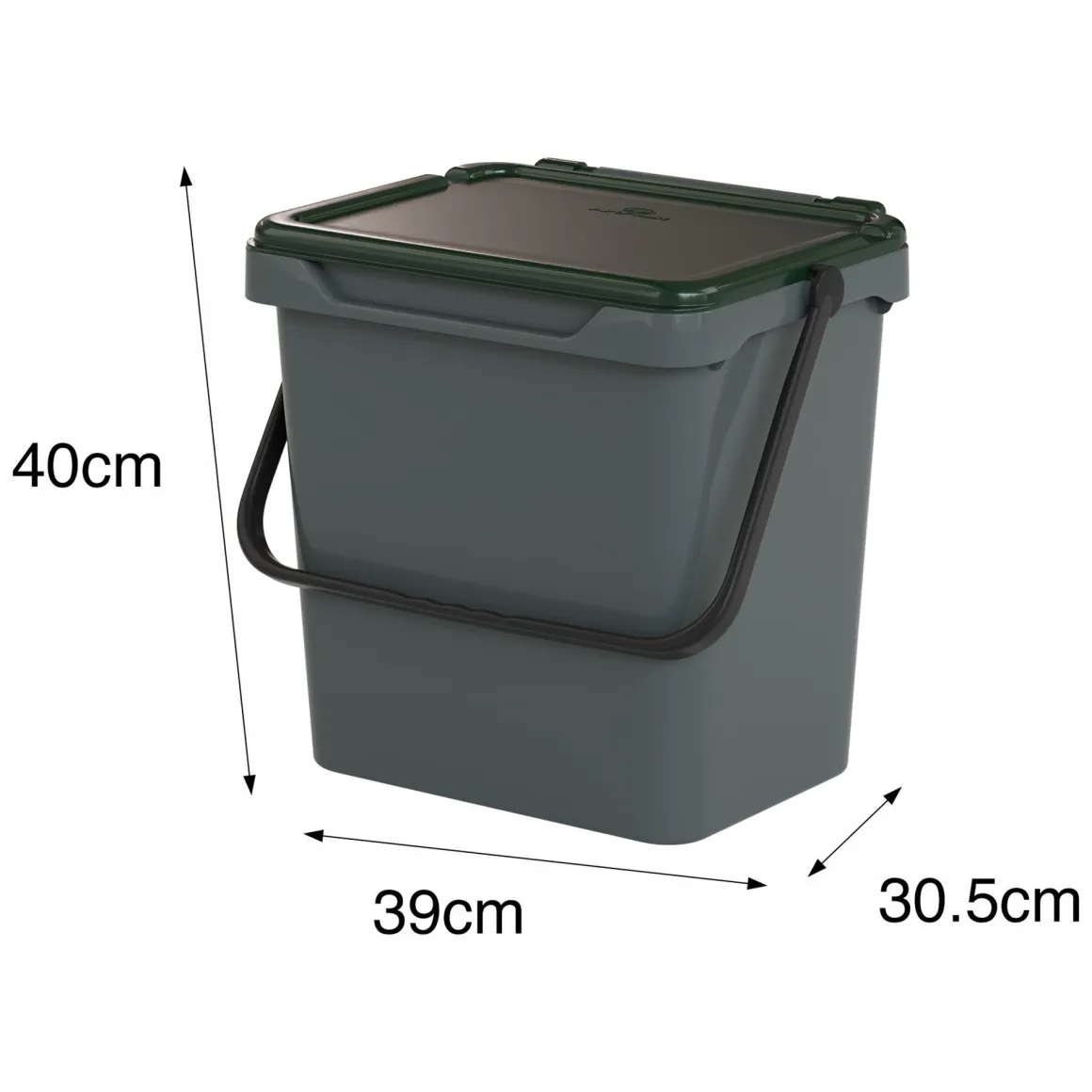Pattumiera Verde Capacità 38 lt un Cestino 40x31x39h cm, Made in Italy - Foscas