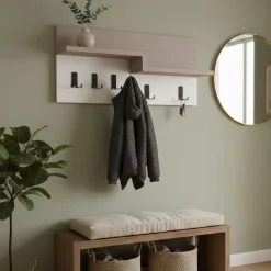 Pensile appendiabiti 65x31h cm 5 posti beige e bianco - Kilo