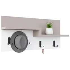 Pensile appendiabiti 65x31h cm 5 posti beige e bianco - Kilo