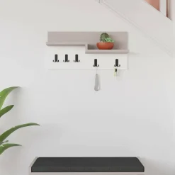Pensile appendiabiti 65x31h cm 5 posti beige e bianco - Kilo