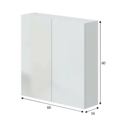Cucina|Mobili Pensili > Dmora Pensile bagno 3 ante 90x66h cm bianco lucido e ardesia - Andras Grigio Ardesia, Bianco Lucido