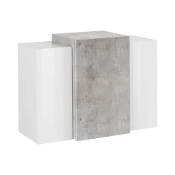 Pensile bagno 3 ante 90x66h cm bianco lucido e cemento - Andras