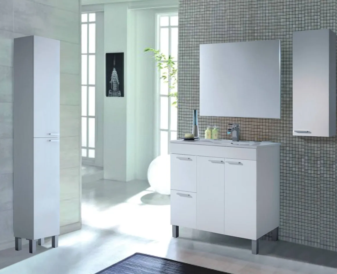 Pensile bagno modulabile 30x85h cm bianco lucido - Alcott