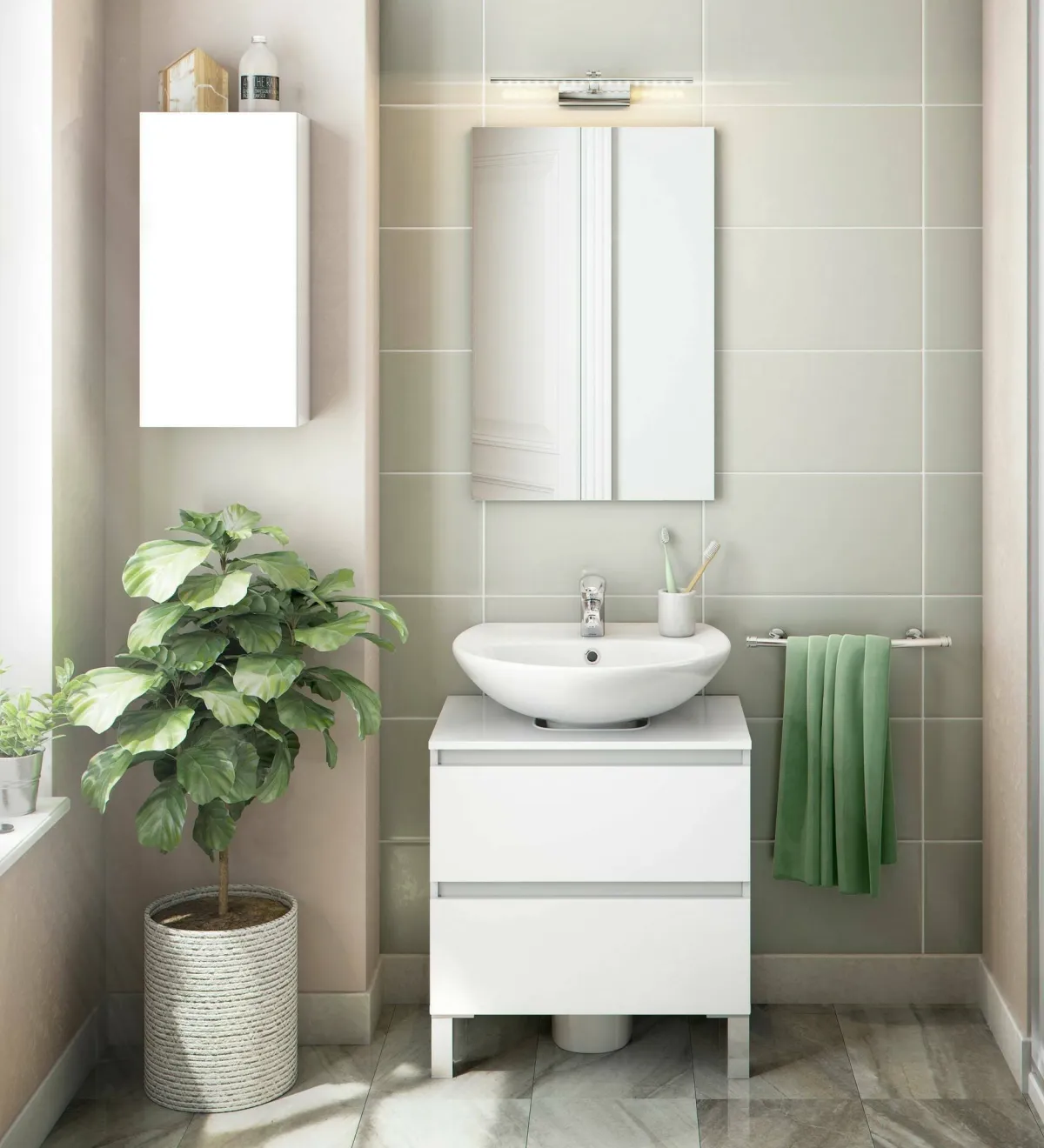 Mobili Pensili > Dmora Pensile bagno 30x60h cm - Berlino Bianco Lucido