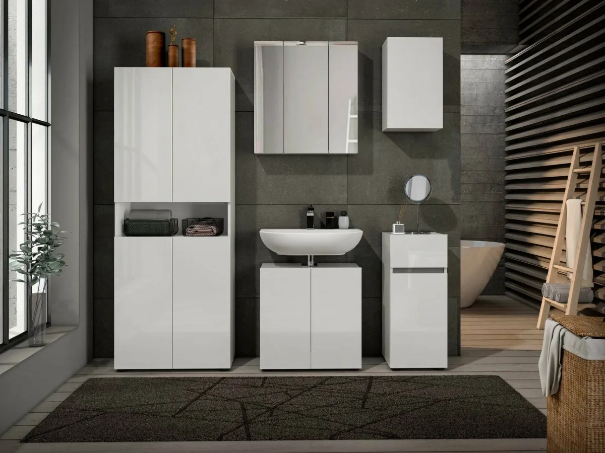 Mobili Pensili > Dmora Pensile moderno 3 ante 60x70h cm - Algeri Bianco Lucido
