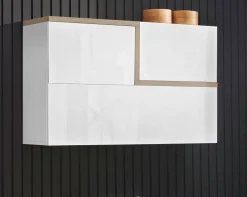 Pensile moderno 4 ante 100x63h cm bianco lucido e acero - Anico