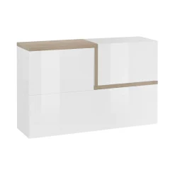 Pensile moderno 4 ante 100x63h cm bianco lucido e acero - Anico