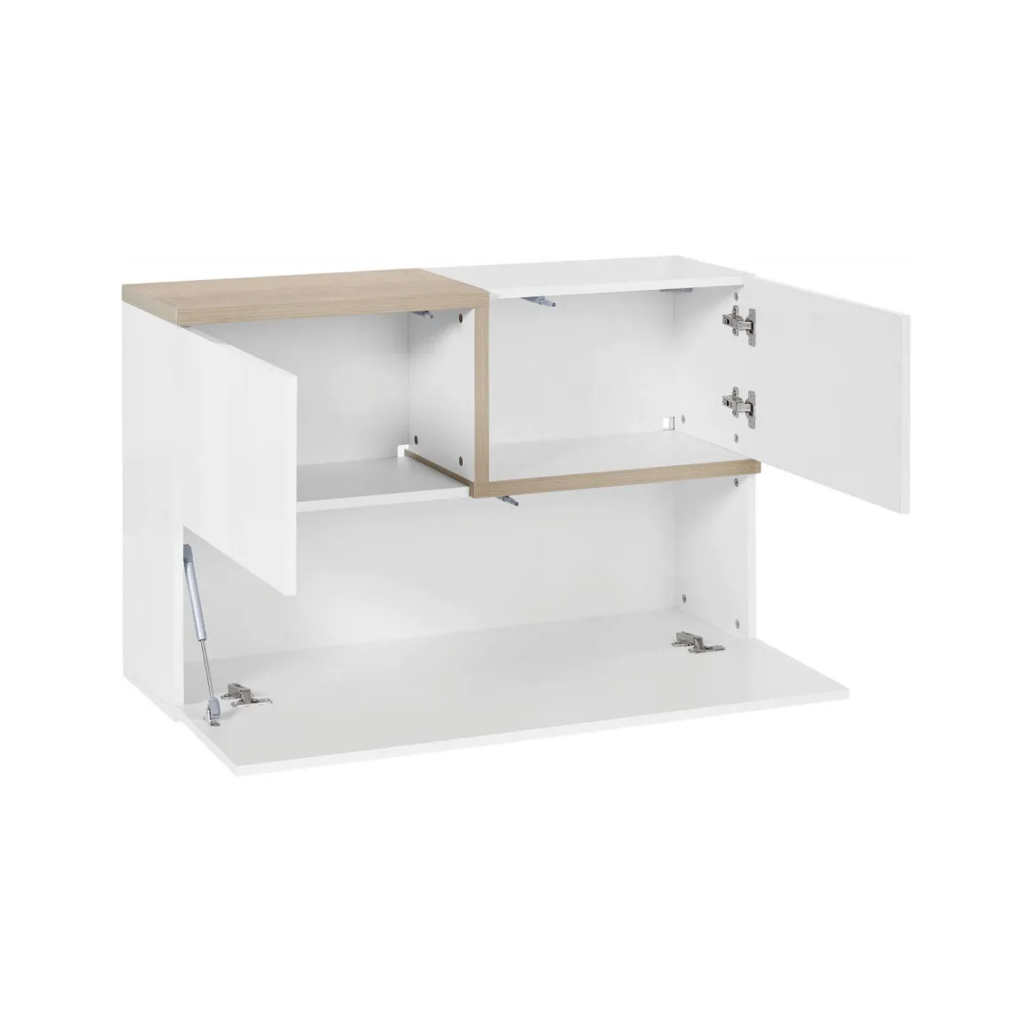 Pensile moderno 4 ante 100x63h cm bianco lucido e acero - Anico