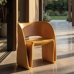 Poltrone > Dmora Poltrona Adatto per Indoor/outdoor Braccioli 59x79x68h cm, Altezza Seduta 45 cm - Galire Arancione Senape