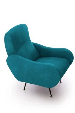 Poltrone|Poltrone Relax > Dmora Poltrona Braccioli Peso Supportato 90 kg 70x100x98h cm, Materiale Struttura in Legno Made in Italy - Lasnigo Azzurro