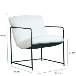 Poltrone|Poltroncine > Dmora Poltrona Braccioli Peso Supportato 120 kg 61x67x75h cm, Materiale Struttura in Metallo - Appare Bianco