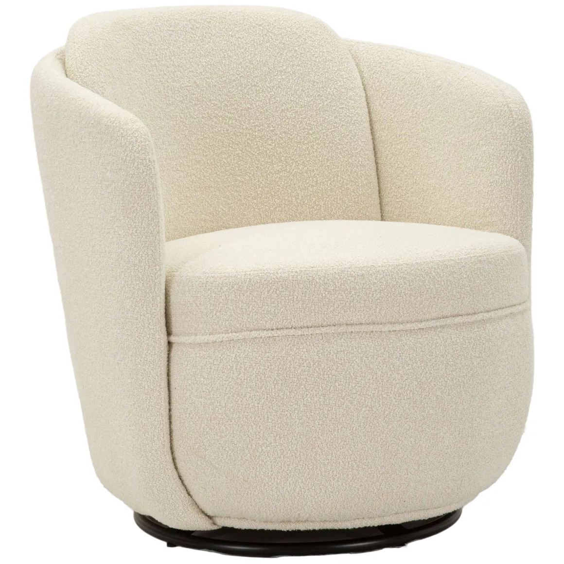 Poltrona Bianco Crema Nero Base Girevole Braccioli 70x72x75h cm, Materiale Struttura in Legno Nobilitato - Morond