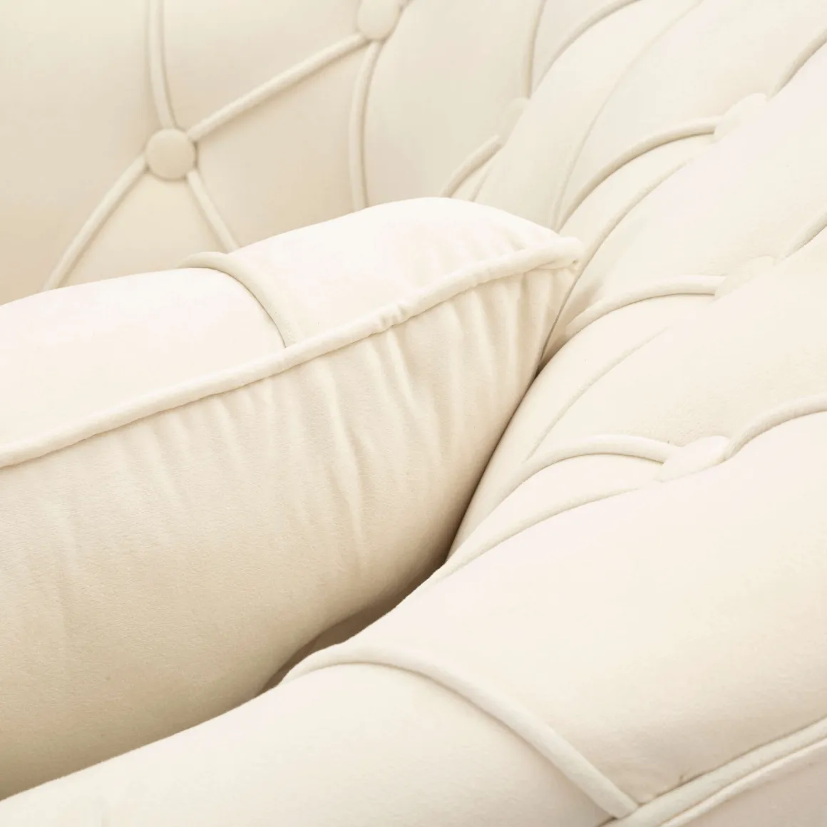Poltrona Bianco Crema oro con Cuscino Braccioli 88x83x91h cm, Sfumatura Colore Struttura Crema - Turtuk
