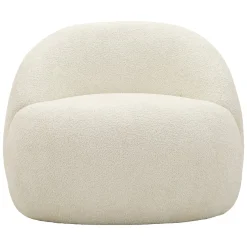 Poltrone > Dmora Poltrona Rivestimento in Tessuto Bouclè Materiale Struttura in Tessuto 27x27x108h cm, Altezza Seduta 45 cm - Battam Bianco