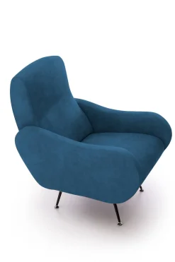 Poltrone|Poltrone Relax > Dmora Poltrona Braccioli Peso Supportato 90 kg 70x100x98h cm, Materiale Struttura in Legno Made in Italy - Lasnigo Blu