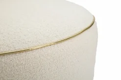 Poltrona cilindrica in tessuto con braccioli crema e oro - Pratesi
