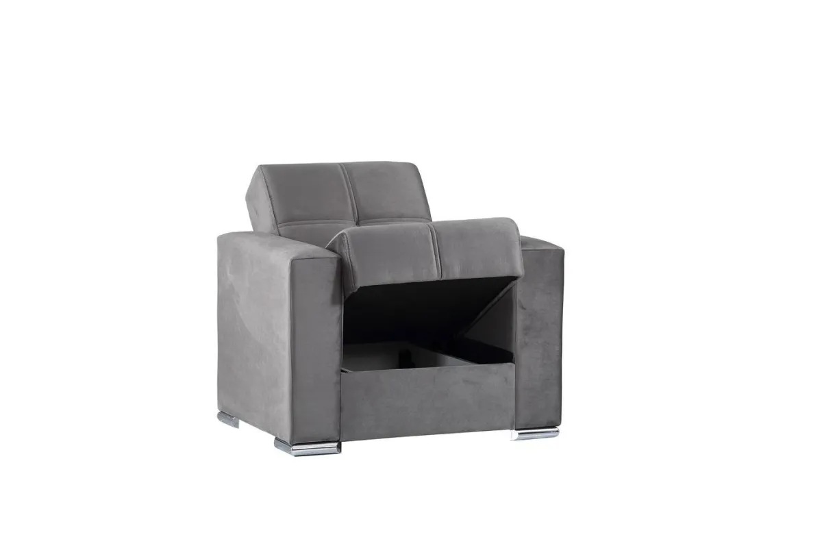 Poltrone|Salotto > Dmora Poltrona compatta in tessuto con molle grigia - Bacoli Grigio